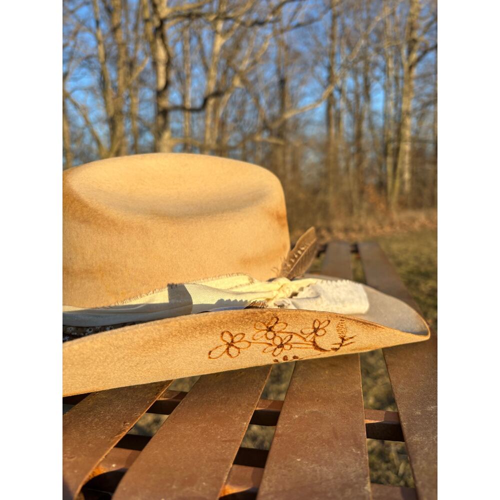 Hand Burned Hat | Hand Burned Wide Brim Hat | Western Hand Burned Hat | Custom
